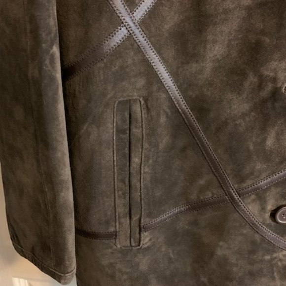 Linea by Louis Dell'Olio Size M Brown Lather and Suede jacket Zip Long Sleeve - Picture 7 of 8